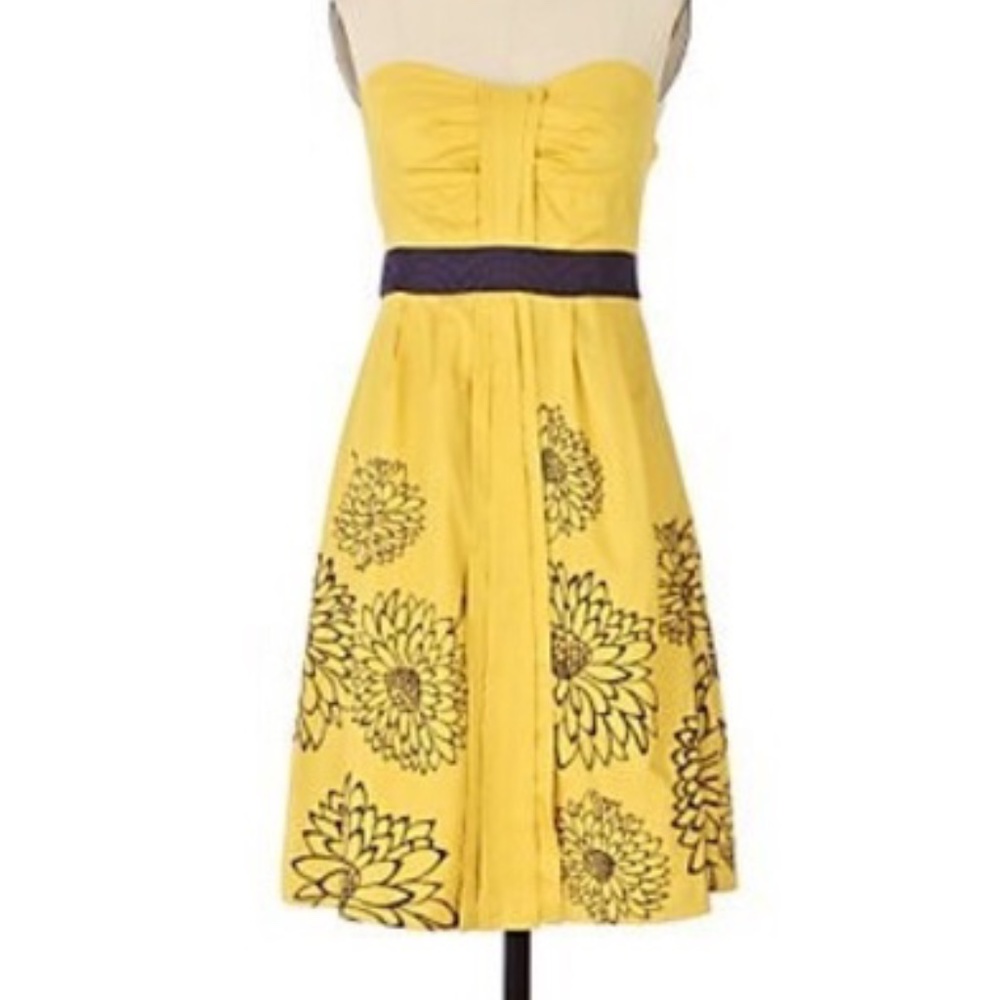 Floreat Anthropologie Yellow and Purple Dress